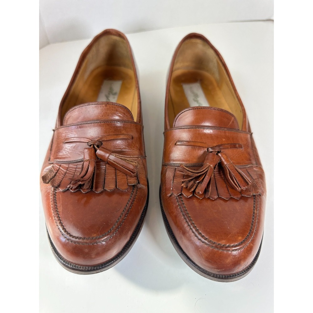 Mezlan Santander Cognac Brown Tassel Loafers Made in Spain Men's Shoes Size 9 W - Picture 2 of 13